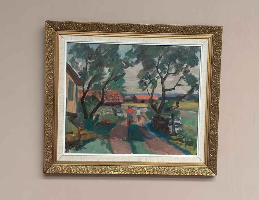 Original Mid Century Swedish Oil On Panel – “On Bicycle” By Oskar Person – Signed – Vintage & Framed