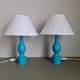 Pair of Philippe Capelle turquoise lacquered wooden table lamps MCM 1970s