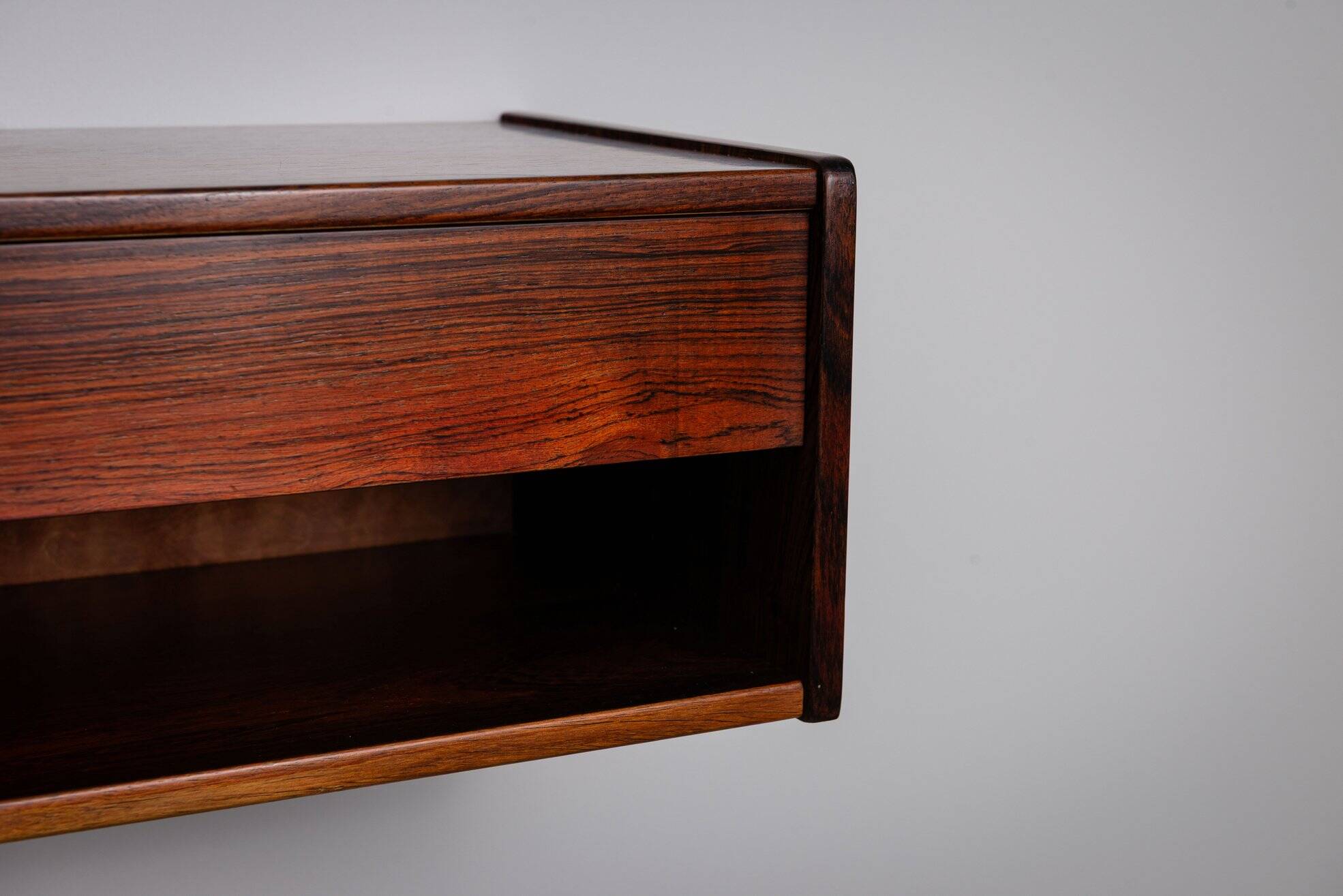 Pair of Scandinavian floating nightstands in rosewood Denmark 1960