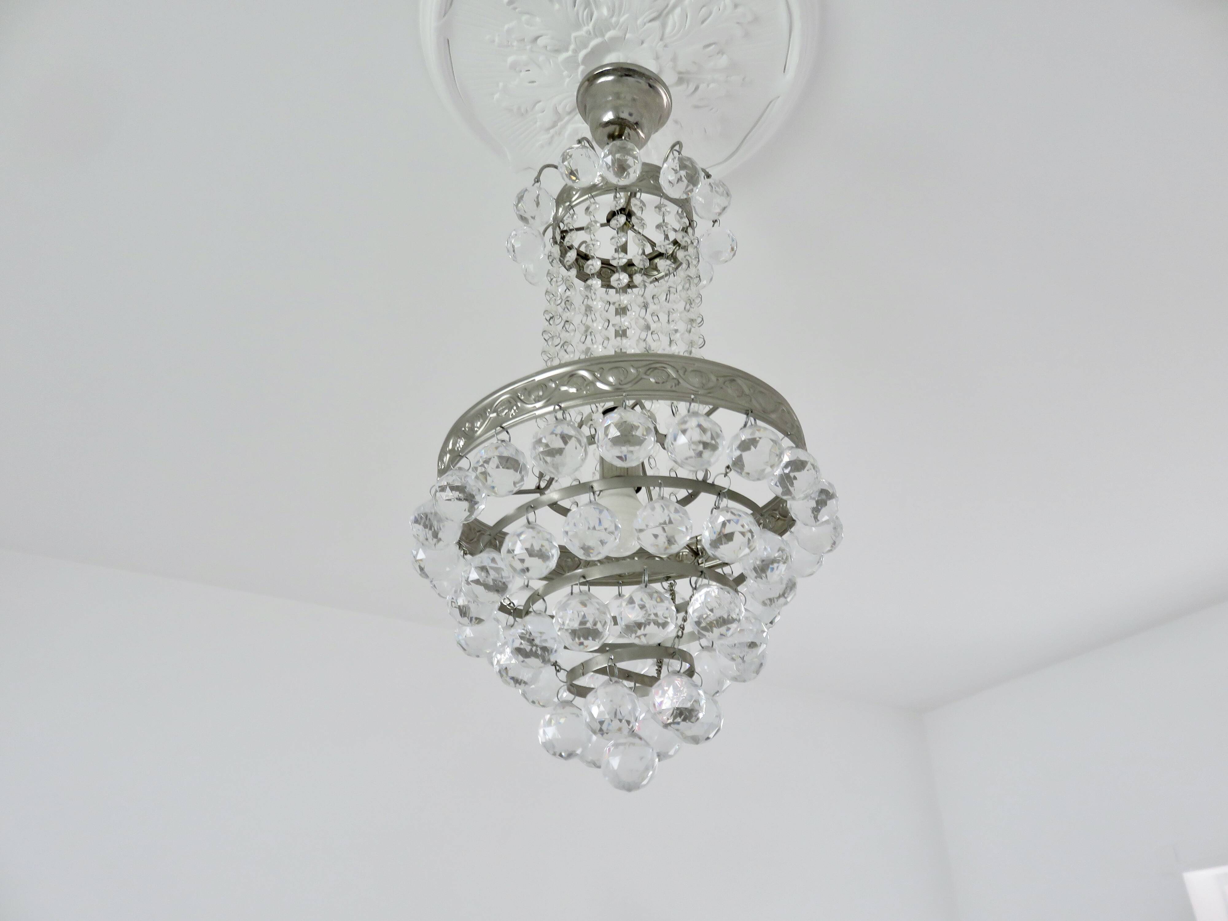 Lustre montgolfière panier à pampilles