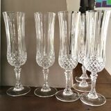 Set of 6 crystalline champagne flutes cut