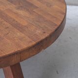 Table basse brutaliste en chêne du milieu du siècle