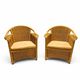 2 x wicker and bamboo patio chair / 1980s / faux suede / alcantara