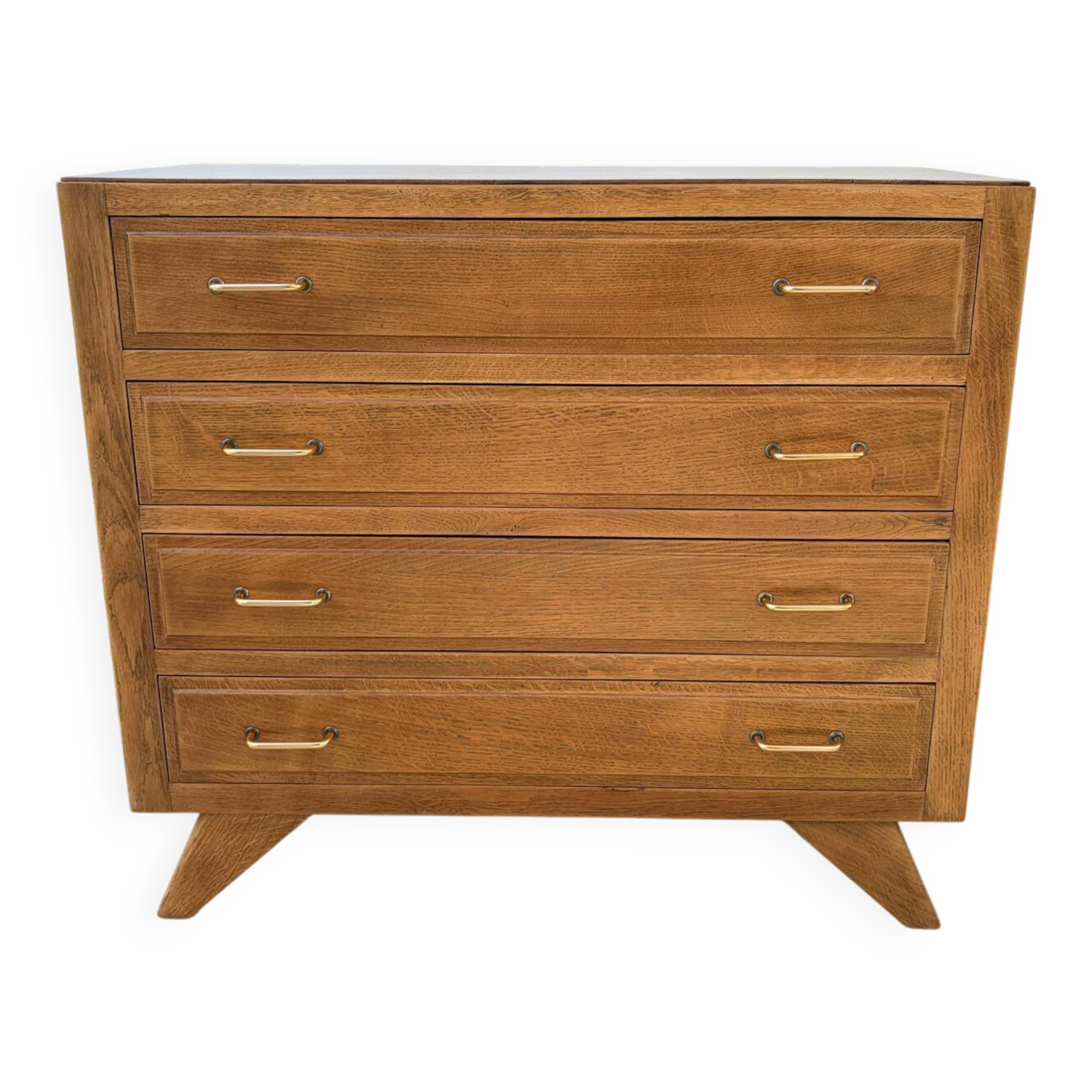 Commode à 4 tiroirs , de style scandinave , pieds compas , 1950’