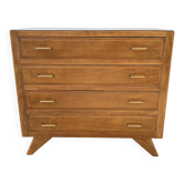 Commode à 4 tiroirs , de style scandinave , pieds compas , 1950’