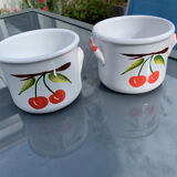 2 terrine pots deco cherries Vintage
