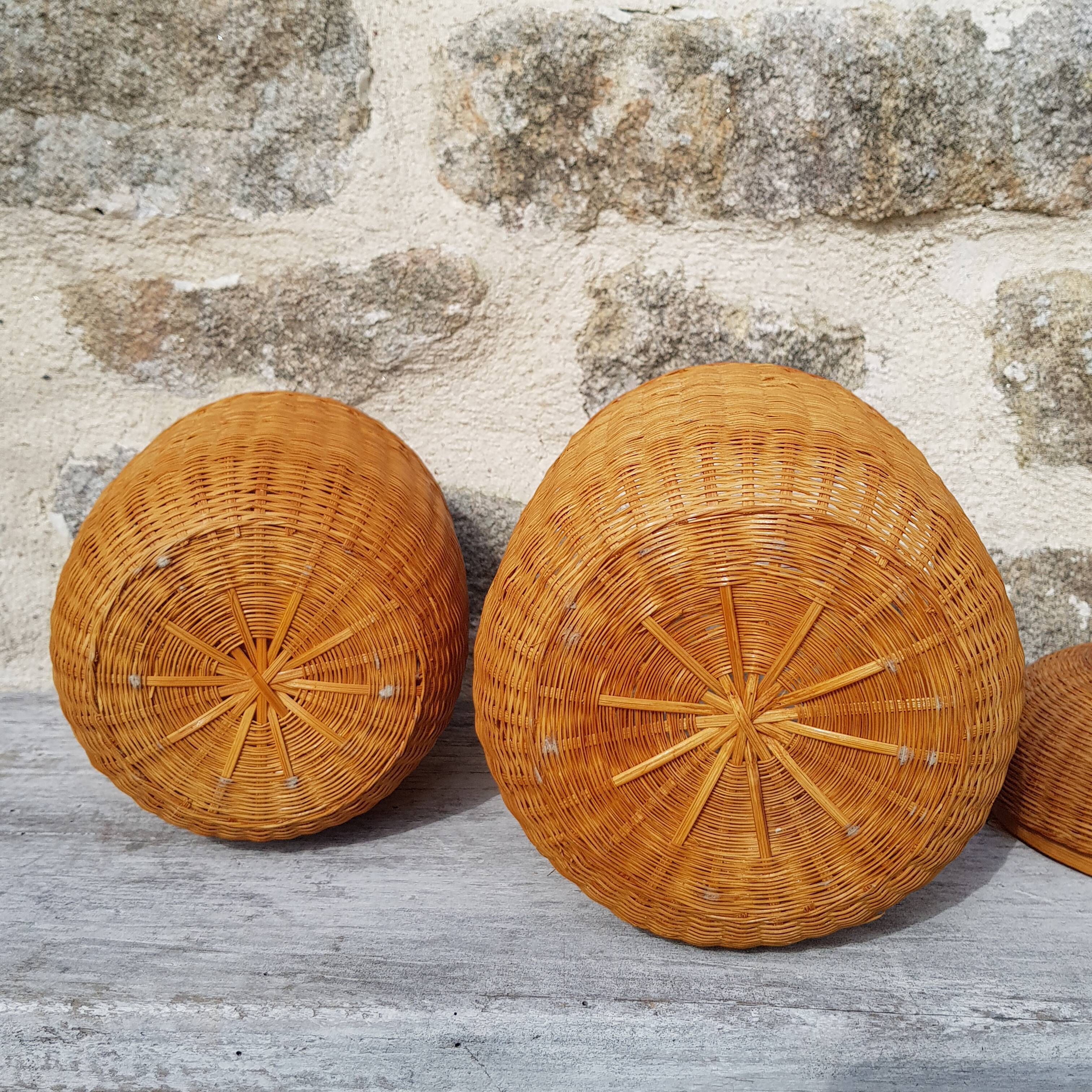 2 boxes rattan H18 & 21 cm