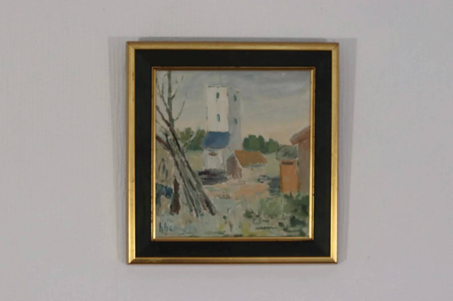 Original Oil on Canvas – “Village” (Attributed to H. Benneth) – Framed