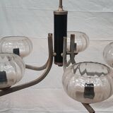 Art deco chandelier in metal and glass