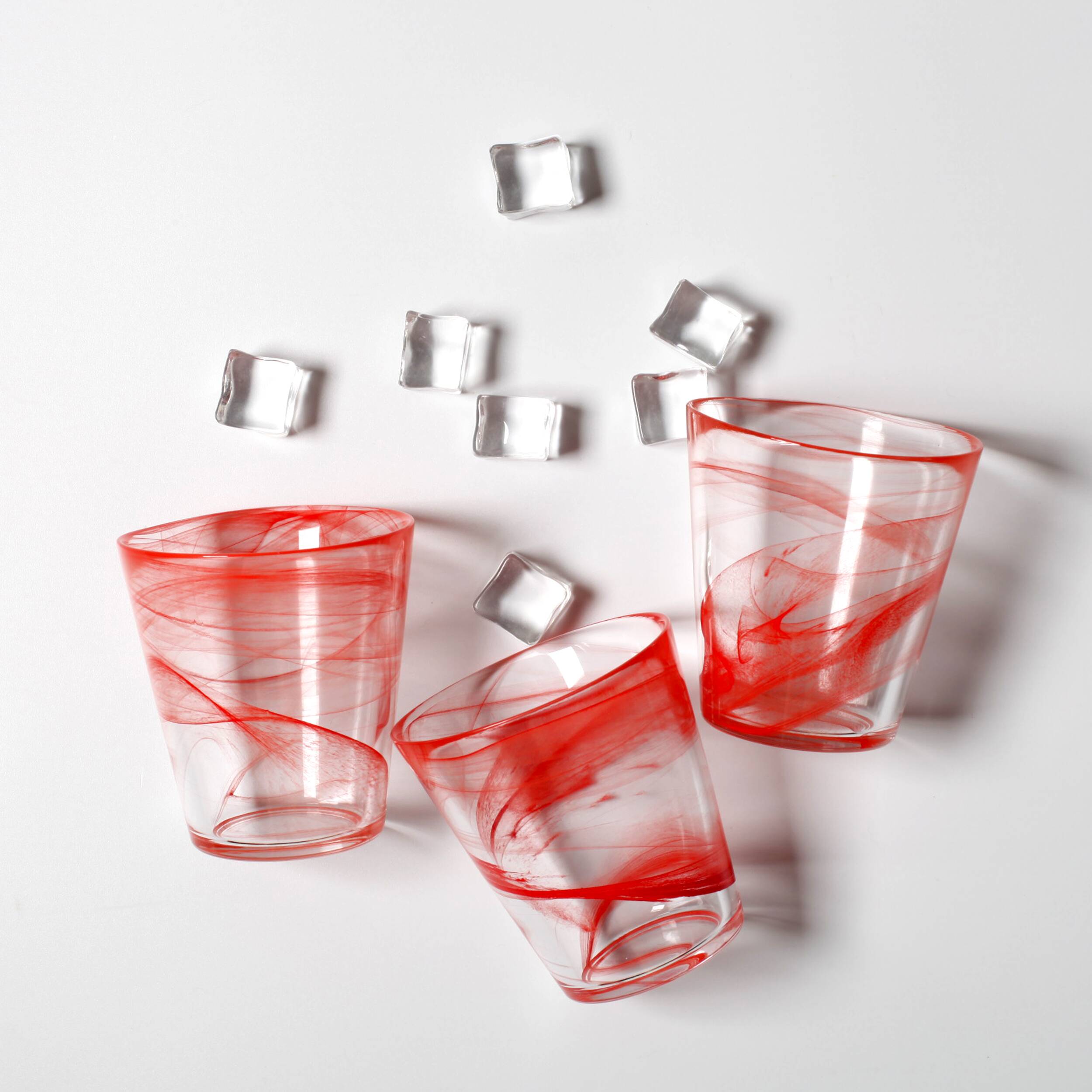 Set of 3 Water Glasses / Stylish Solid Glasses Capri Corallo 33cl Bormioli