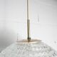 1960s Holophane Ball Pendant Chandelier, Thick Glass, 30 cm, and Vintage Brass