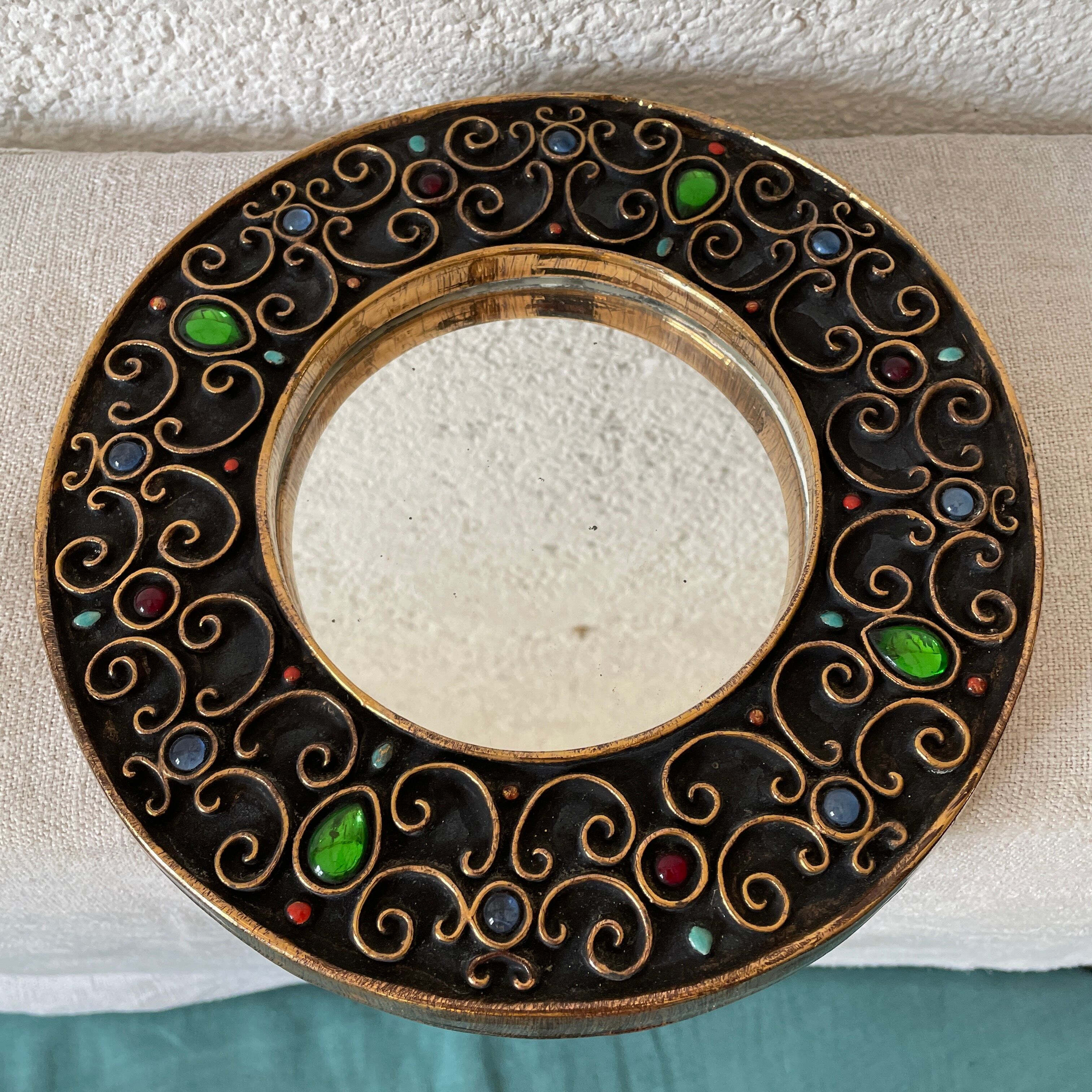 Ceramic mirror design vintage gilded 1960 hendrich thomas