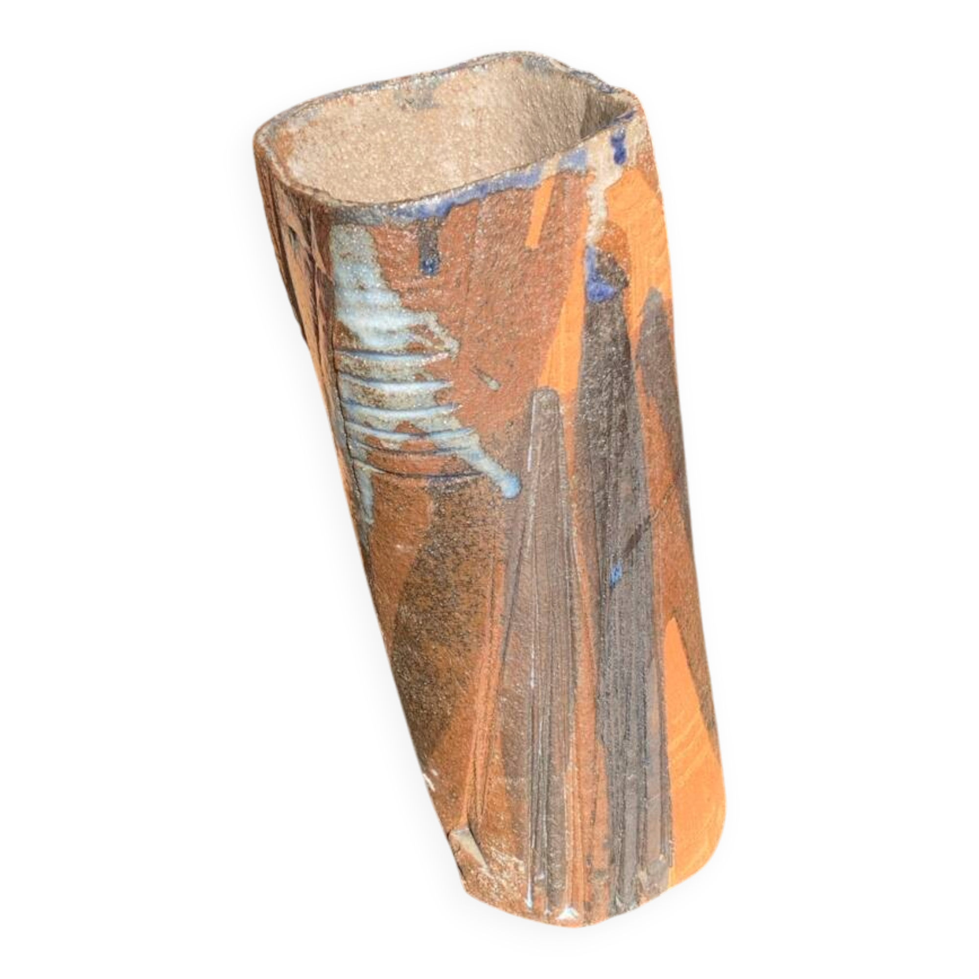 Sculptural stoneware vase — French studio pottery, 1960s/70s