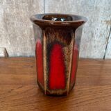 Antique Vase Scheurich Keramik Ceramic Brown Red West Germany Vintage #B767