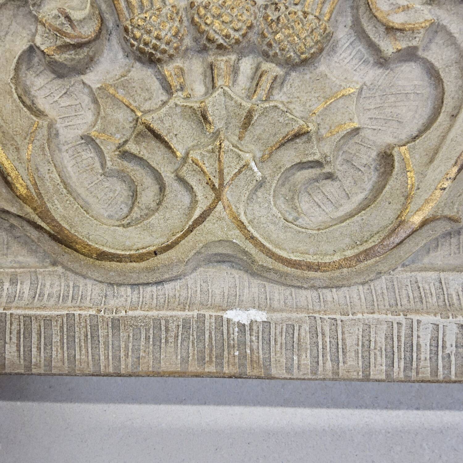 Neoclassical plaster fireplace with caryatids (nude women)