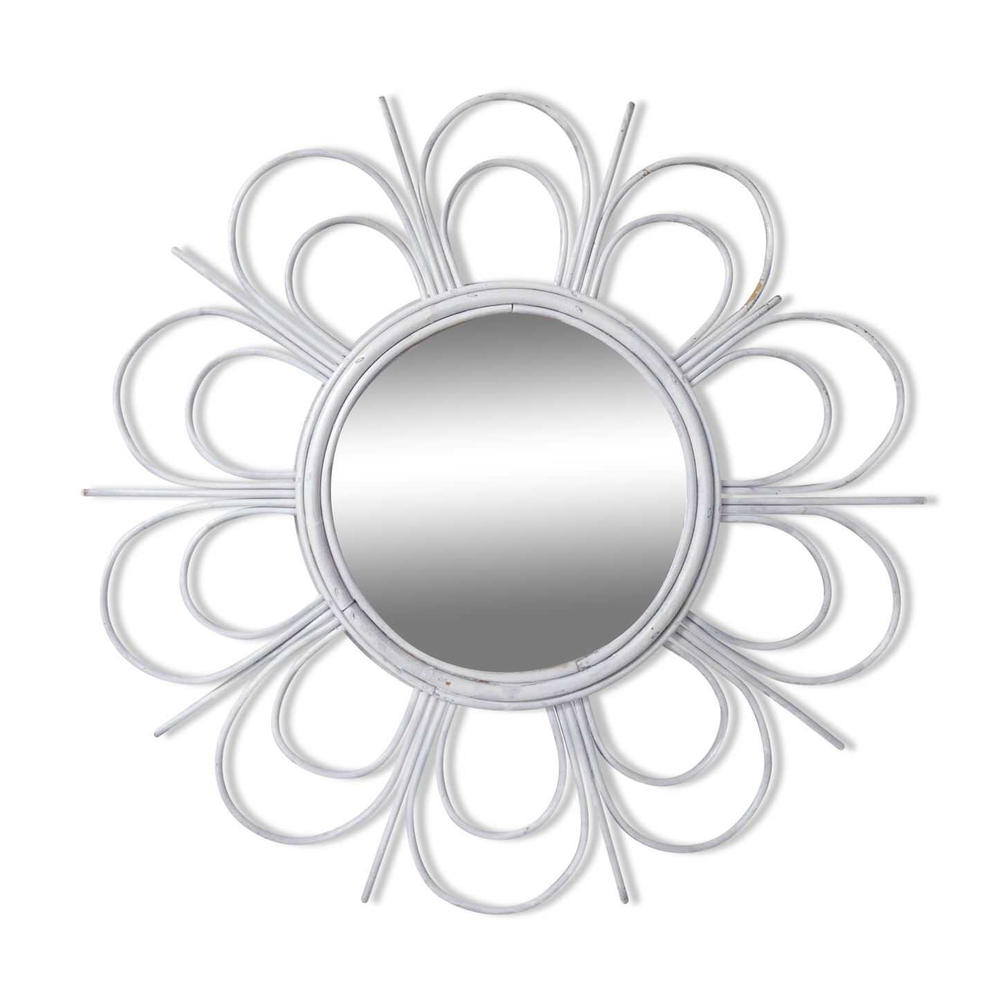 Vintage rattan sun mirror