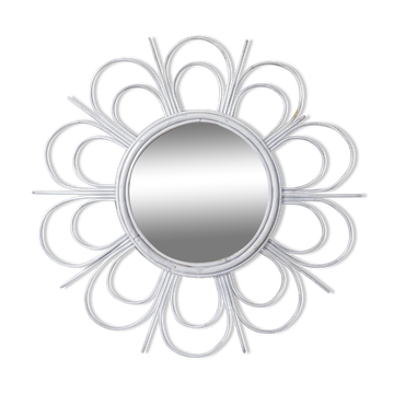 Miroir soleil en rotin vintage