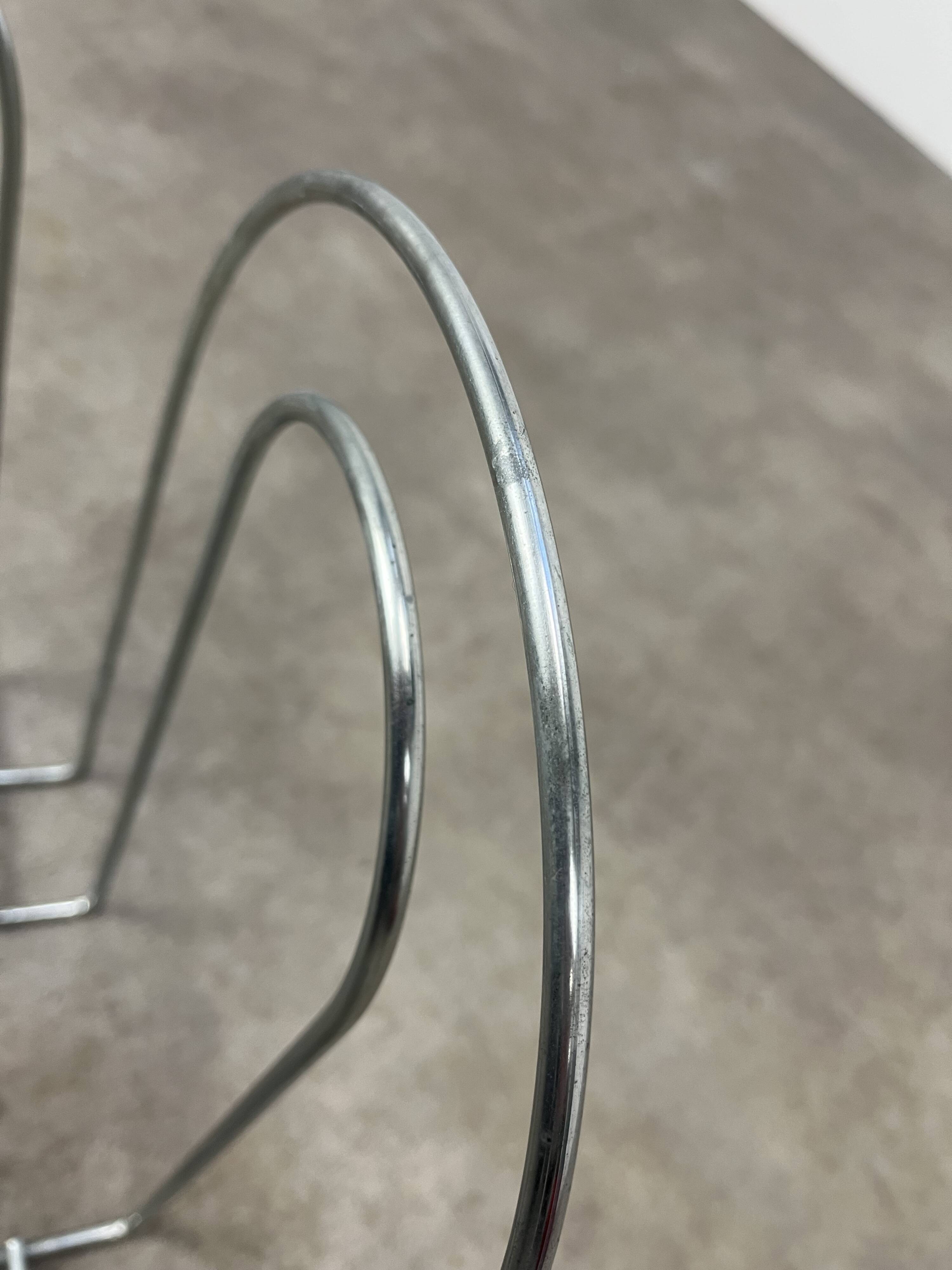Postmodern chrome metal magazine rack from the 80s