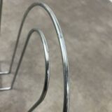 Postmodern chrome metal magazine rack from the 80s