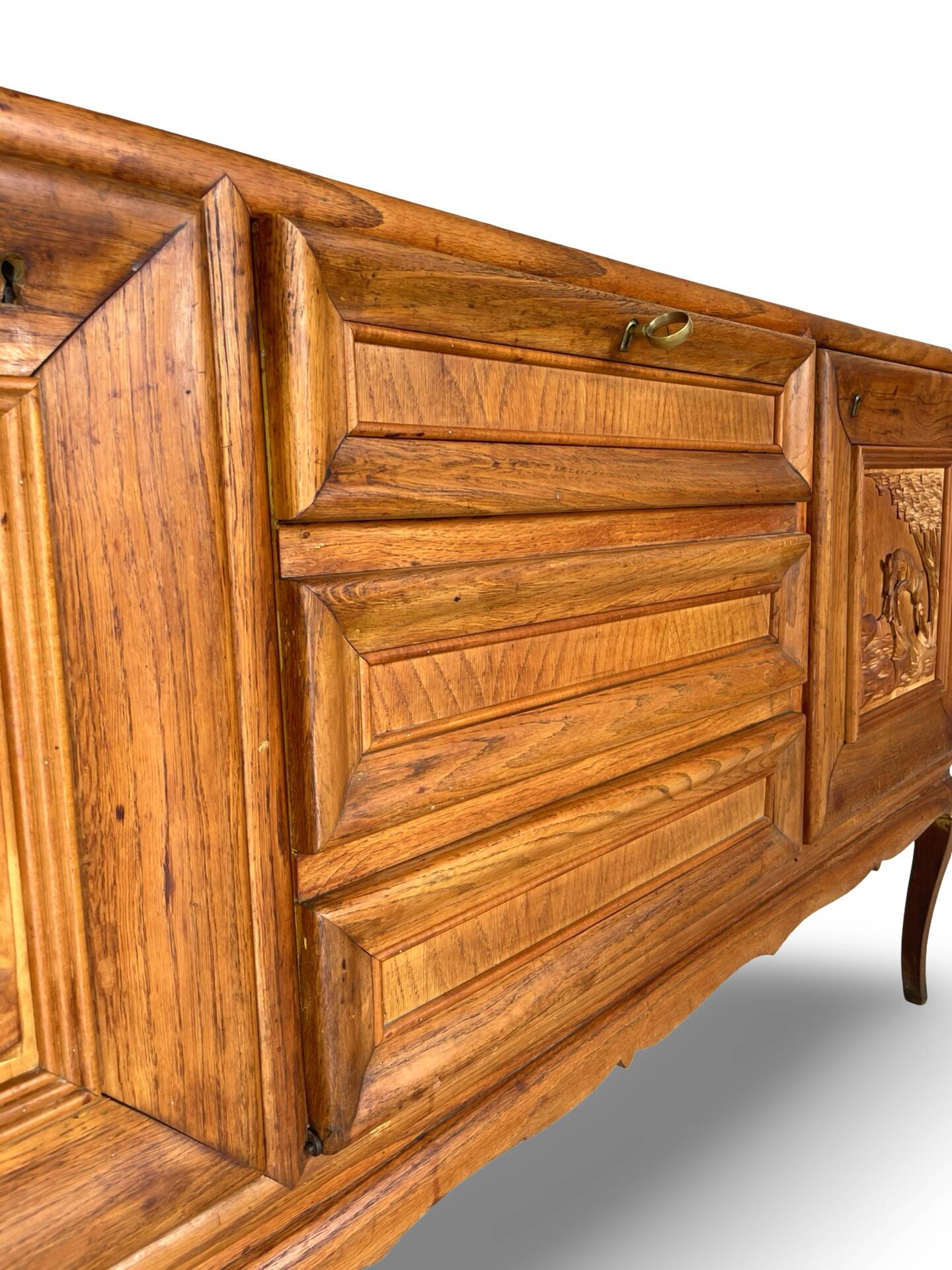 Italian Mid-Century cherrywood veneered and solid wood sideboard.