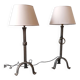 Pair of Brutalist style lamps in wrought iron 1950.