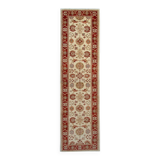 Handmade Cream & Red Wool Runner Rug, Floral Hallway Carpet Stair Runner