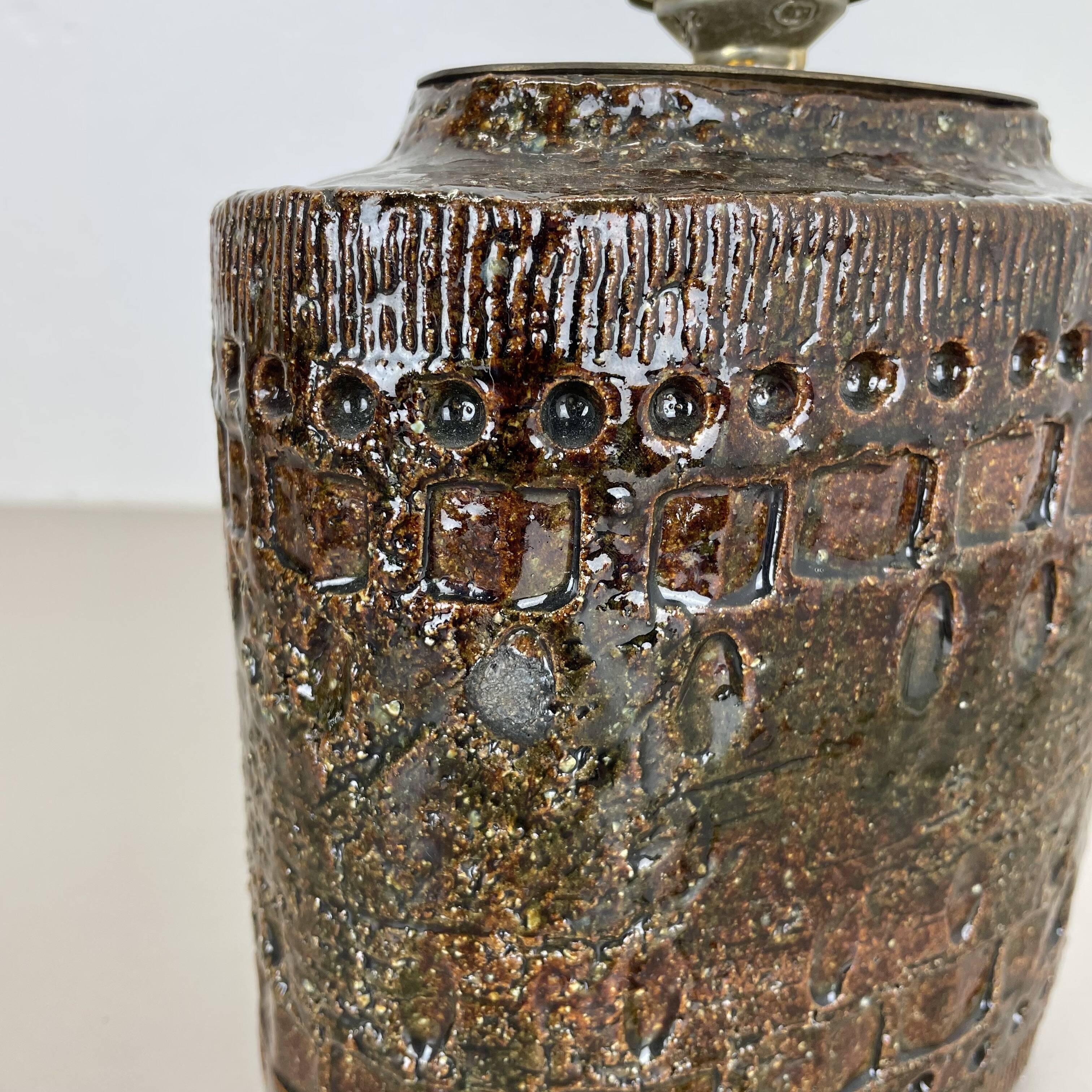 Large 25cm Abstract Ceramic Table Lamp with Pattern attributed to Bitossi, Italy, 1970s