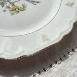 Vintage Limoges Berry porcelain cake dish with bird of paradise motif -