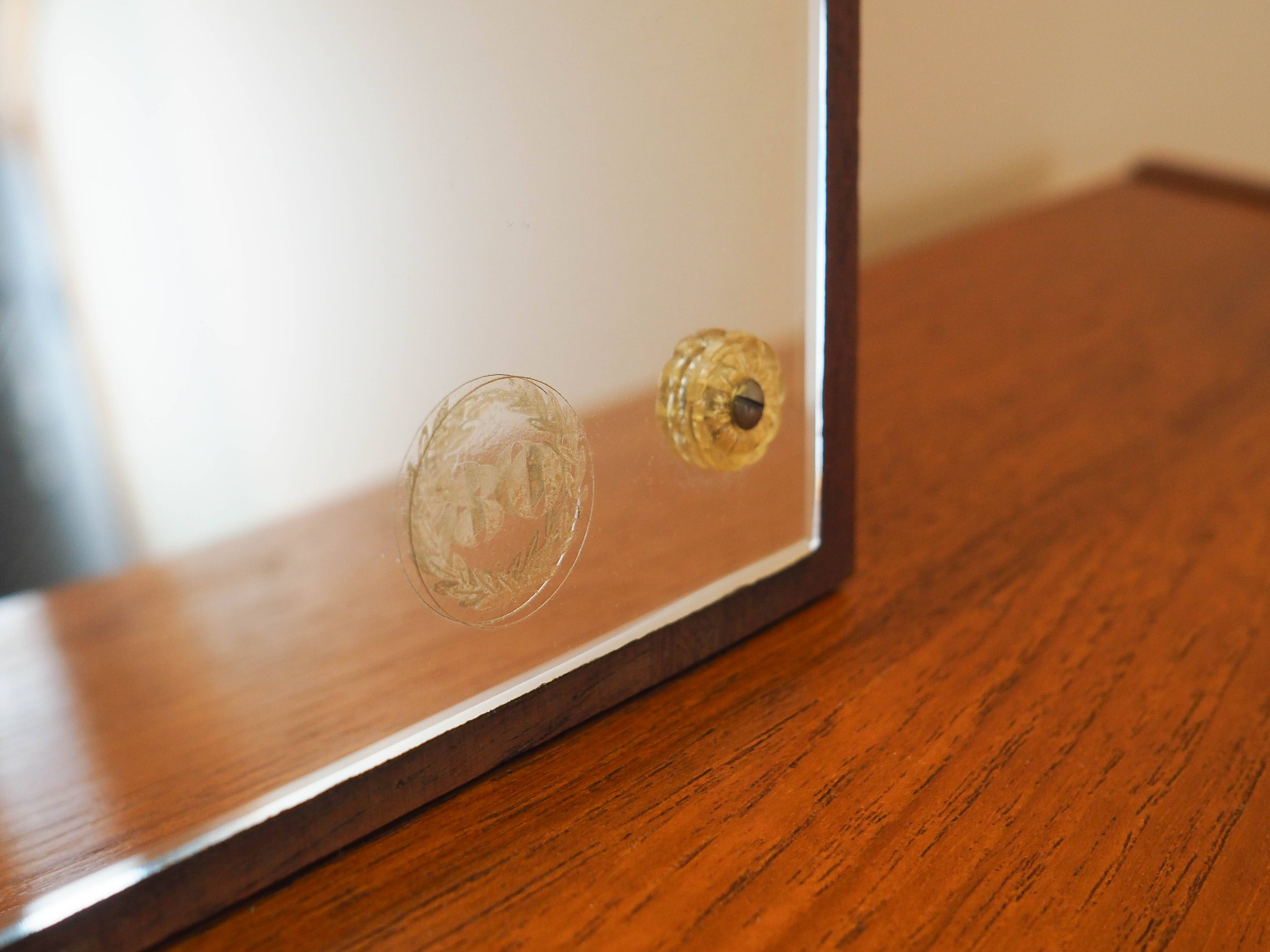 Mirror in a wooden frame, Danish design, 1980s, made in Denmark
