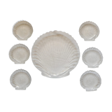 Flat set and 6 shell-shaped glass ramekins
