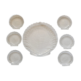 Flat set and 6 shell-shaped glass ramekins
