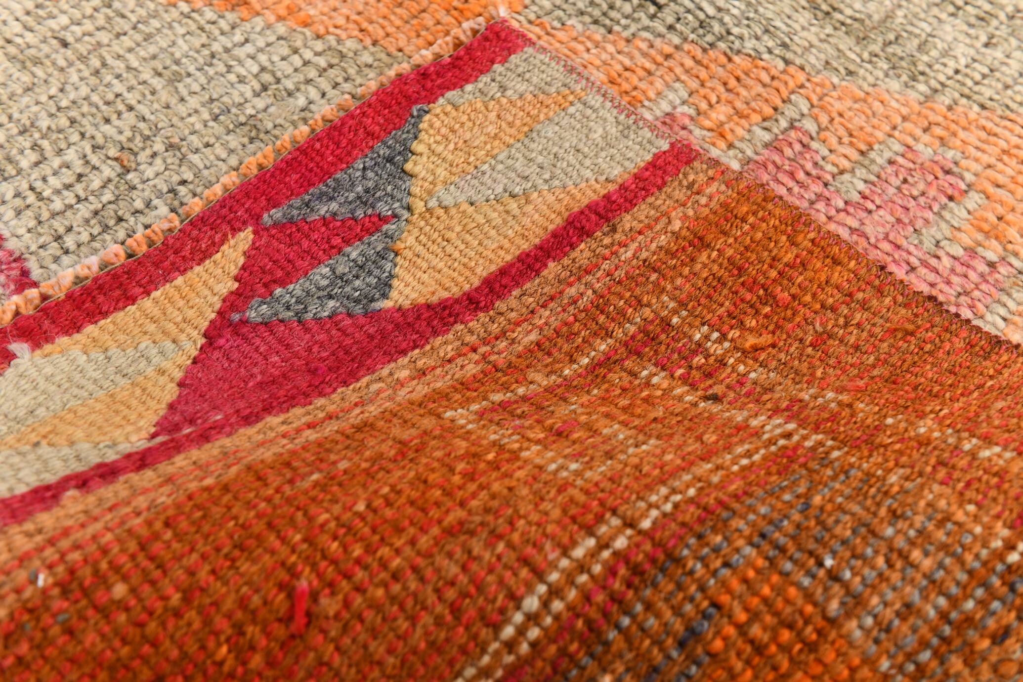 Runner Kilim Anatolien Vintage – Motifs Géométriques, Tissé Main, 96x352 Cm