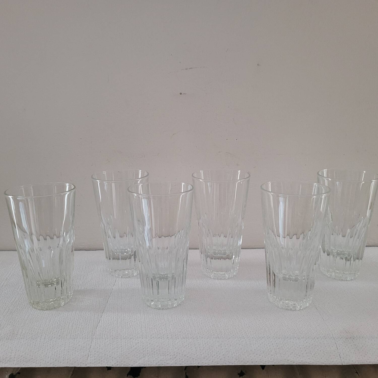 Set of 6 antique faceted glasses – vintage bistro from the 60s/70s