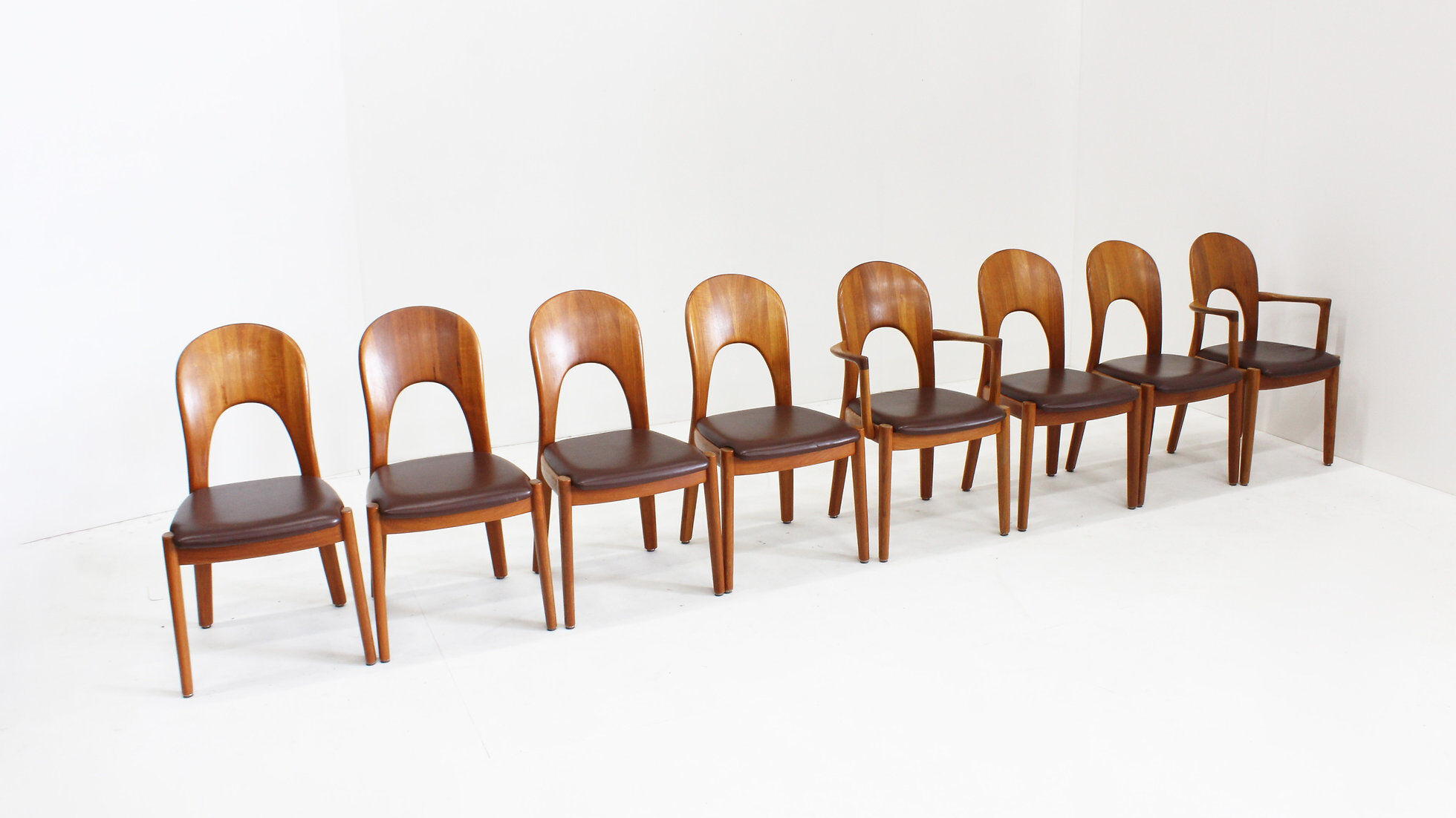 Vintage Danish teak dining chairs by Niels Koefoed set of 8