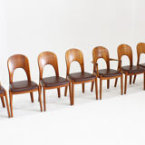 Vintage Danish teak dining chairs by Niels Koefoed set of 8