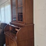 Desk, English writing desk with glass-fronted bookcase