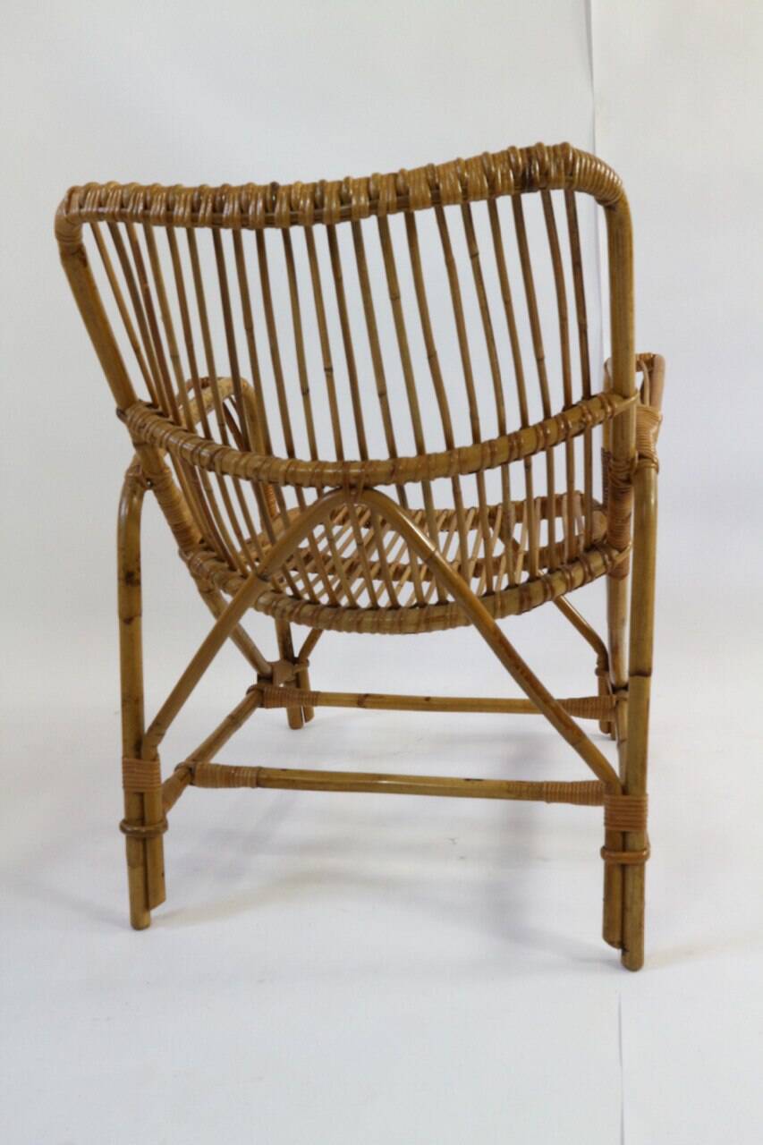 Pair of vintage bamboo armchairs, Bonacina style