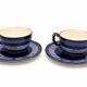 HB Quimper cobalt blue tea set teapot and 2 earthenware cups