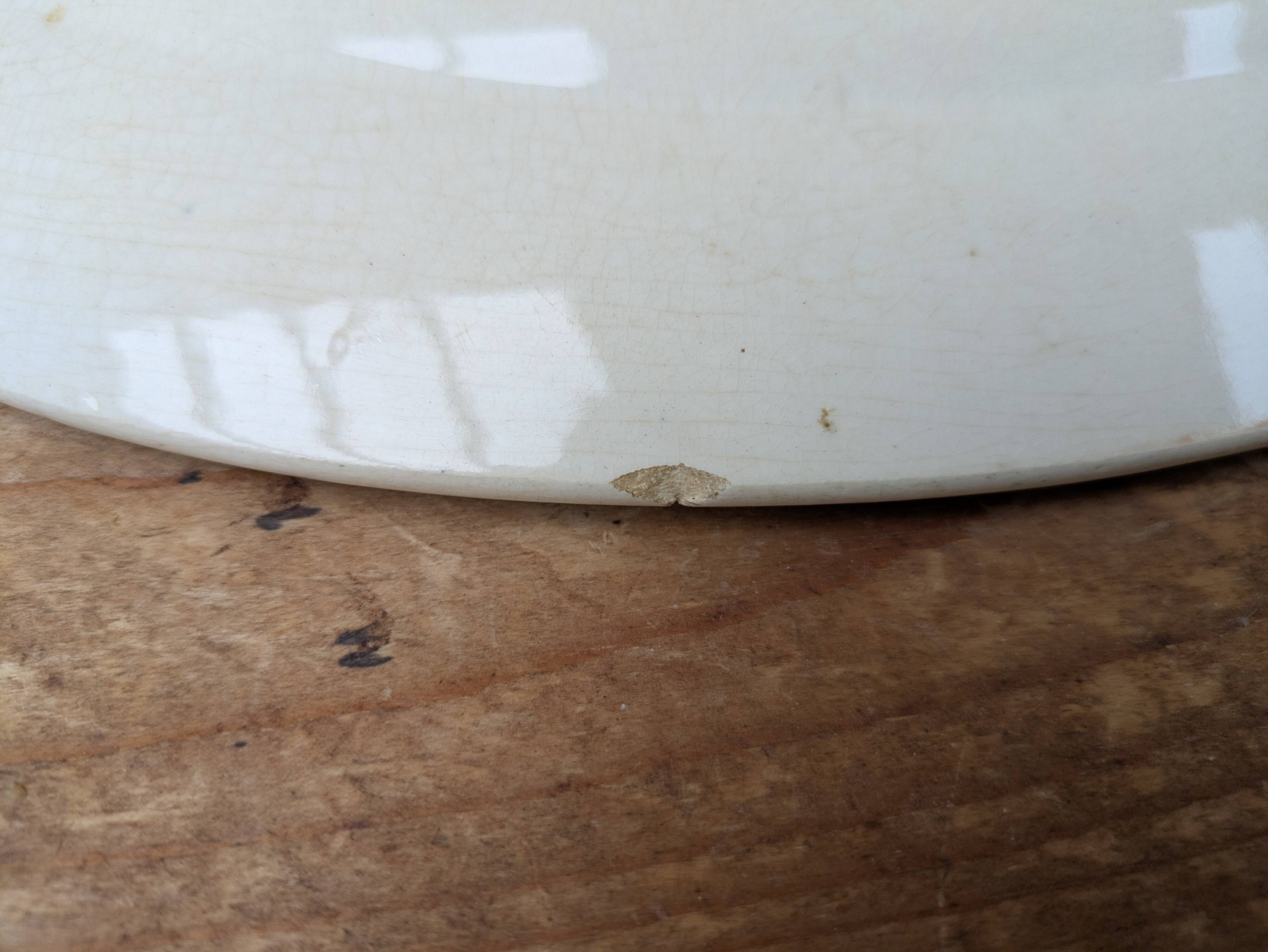 Old oval ironstone serving dish from Debray, Guadeloupe service