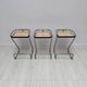 1970s set of 3 vintage Italian wicker & chrome barstools
