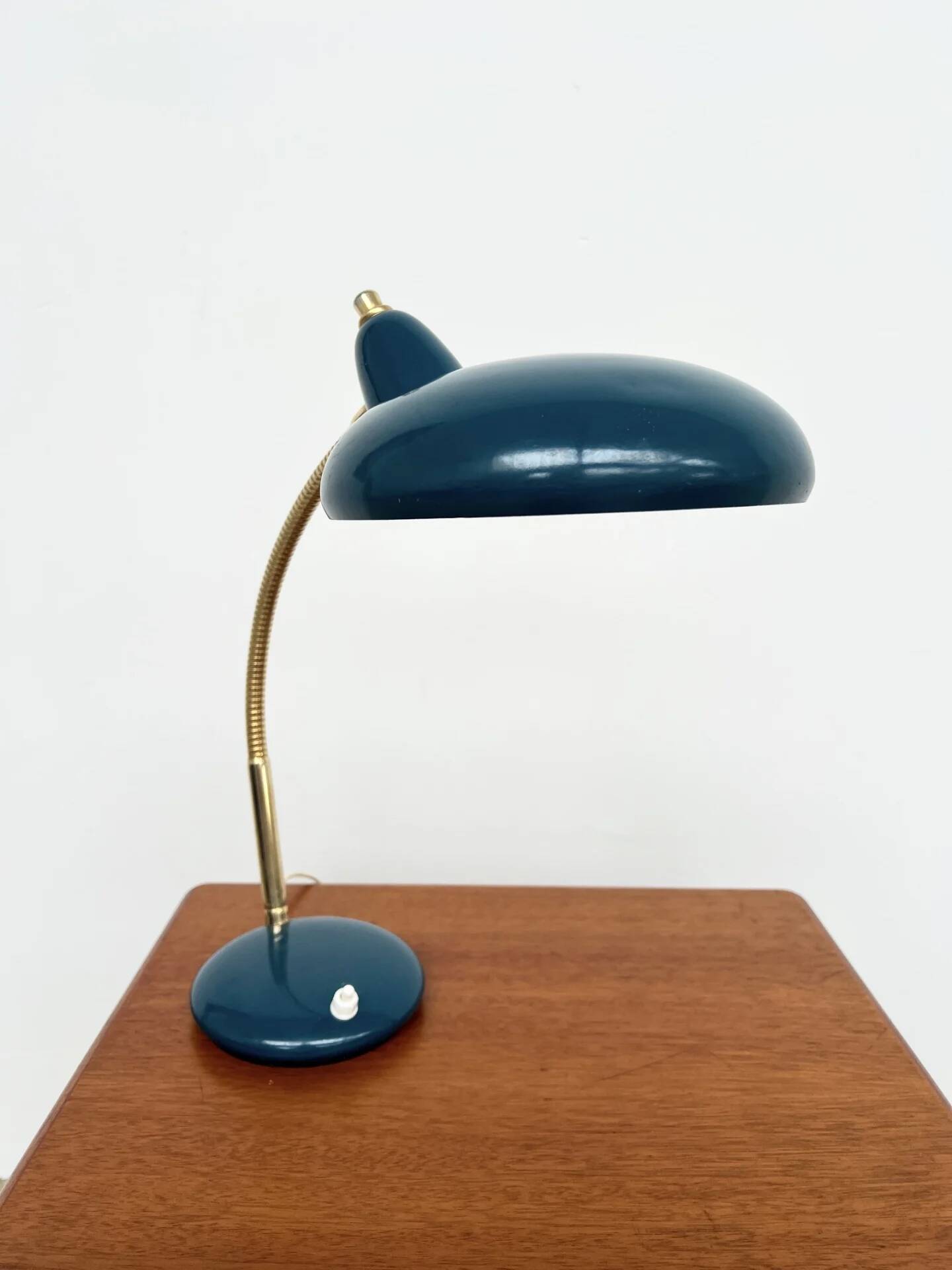 Adjustable table lamp — Duck blue and gold metal — 1960s