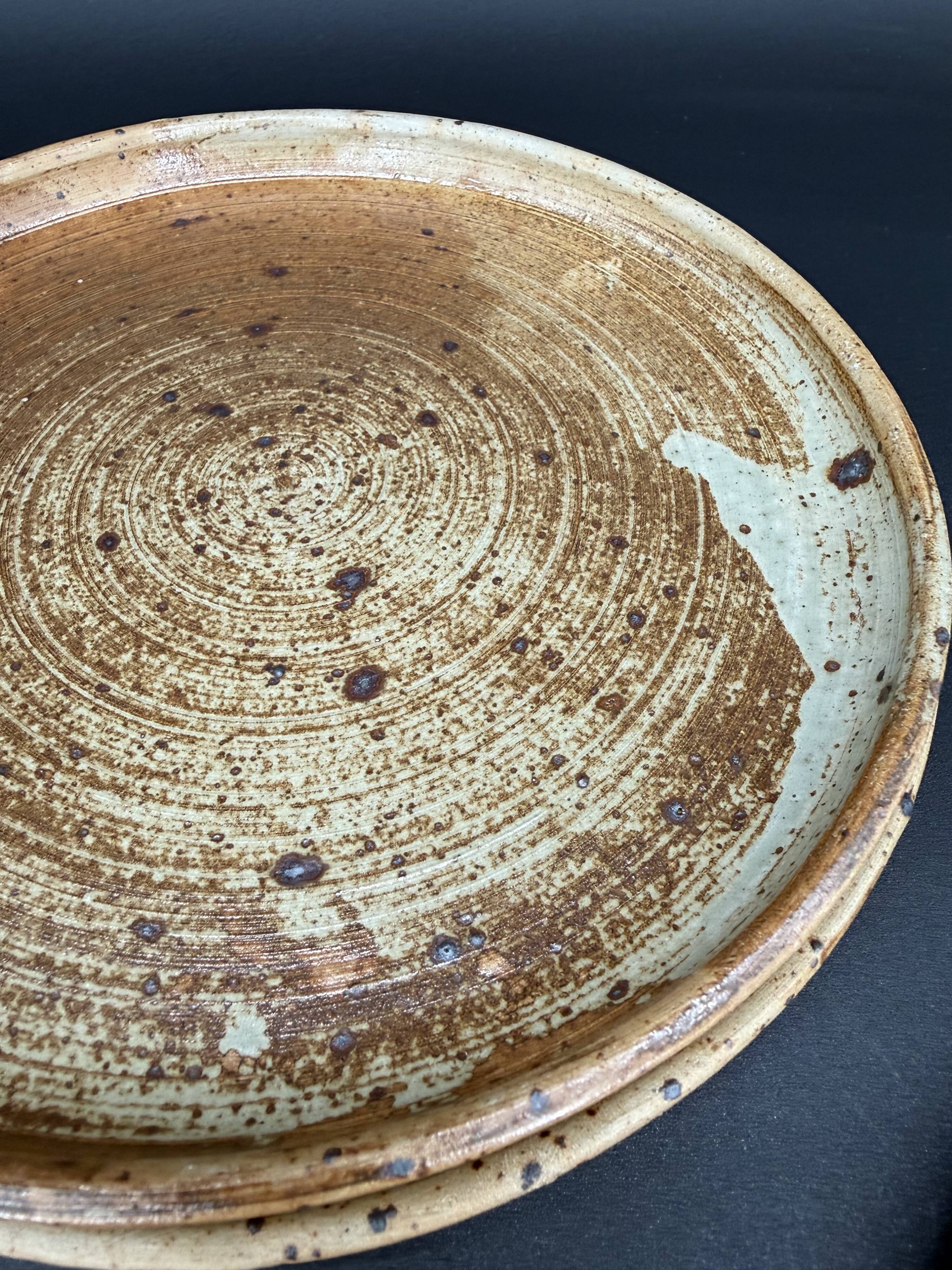 Lot de 6 assiettes en grès pyrité artisanal