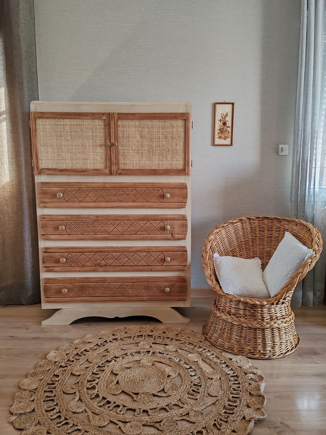 Vintage linen chest of drawers