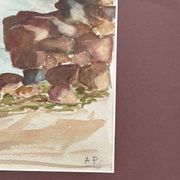 Aquarelle ancienne encadrée Golf du Morbihan