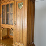 Art Nouveau oak buffet and dinanderie panels, circa 1910