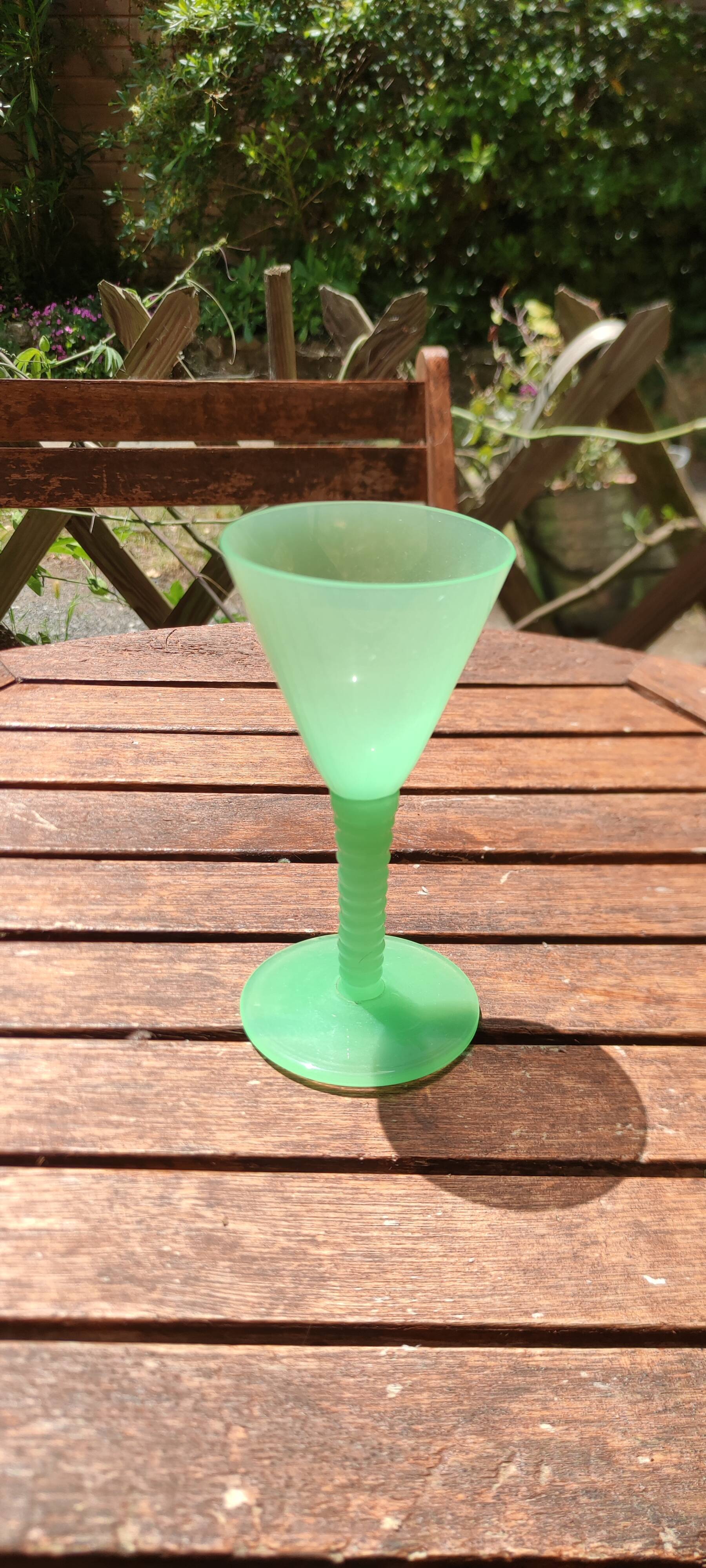 Green standing opaline crystal