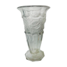 Vase en verre guirlande de fleurs en verre depoli epoque art nouveau