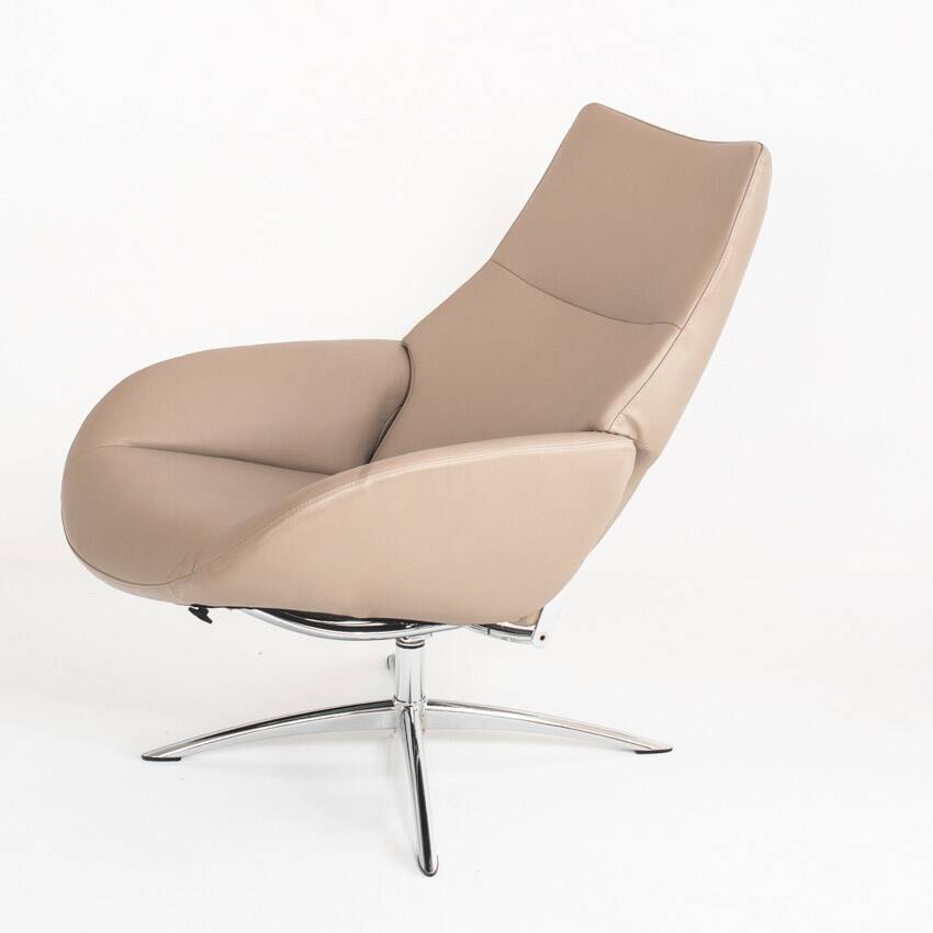 Leather armchair with footstool. Lotus model. Manufacturer: Kebe. Denmark