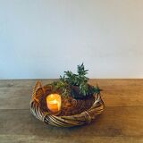 Large round wicker tray