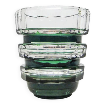 Postmodernist vase, green crystal glass, Germany, 1960s